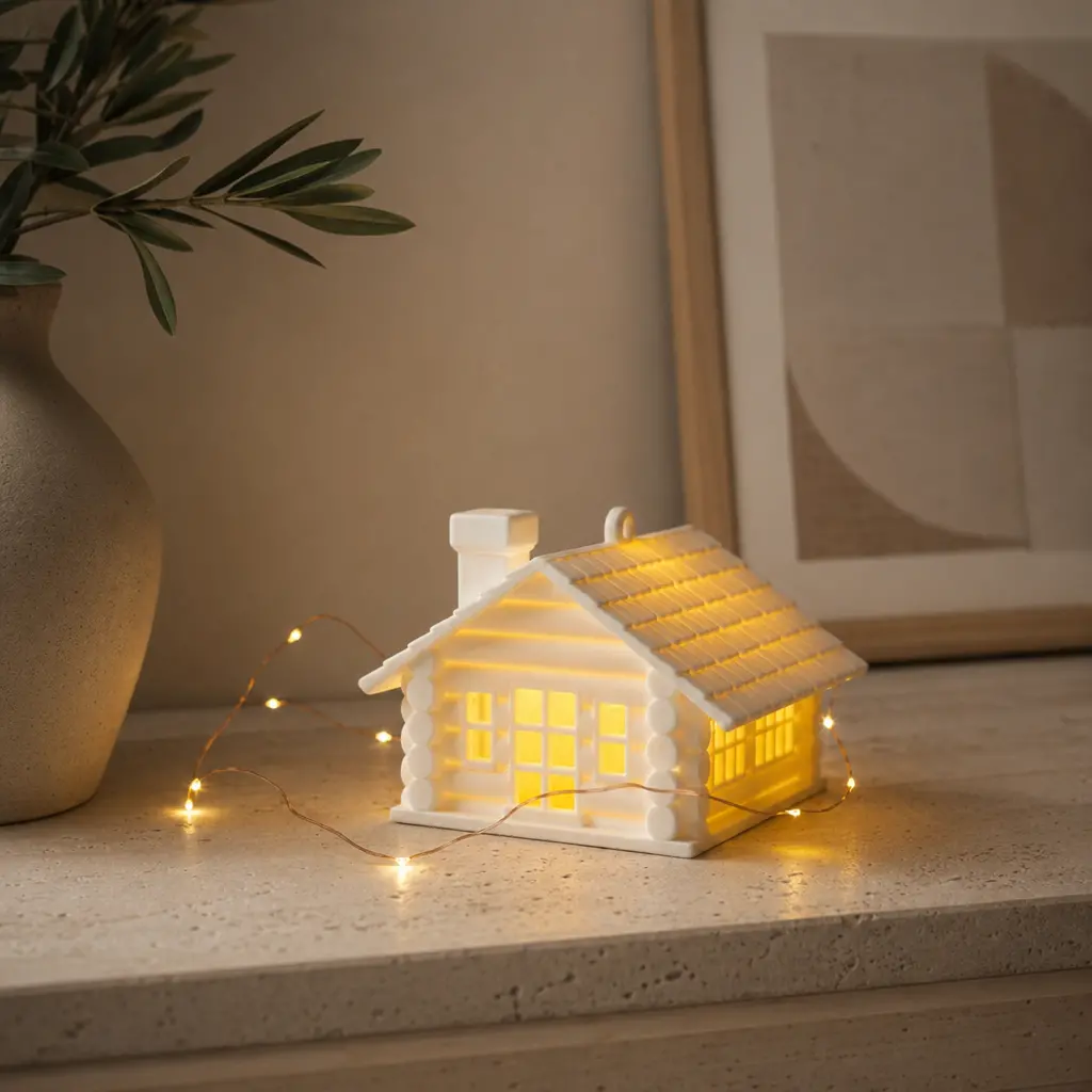 Auro Little Log Cabin Sıcak Yuva Işıkları - Mini Kış Köyü Seti Yılbaşı Özel - 3D - Görsel 5