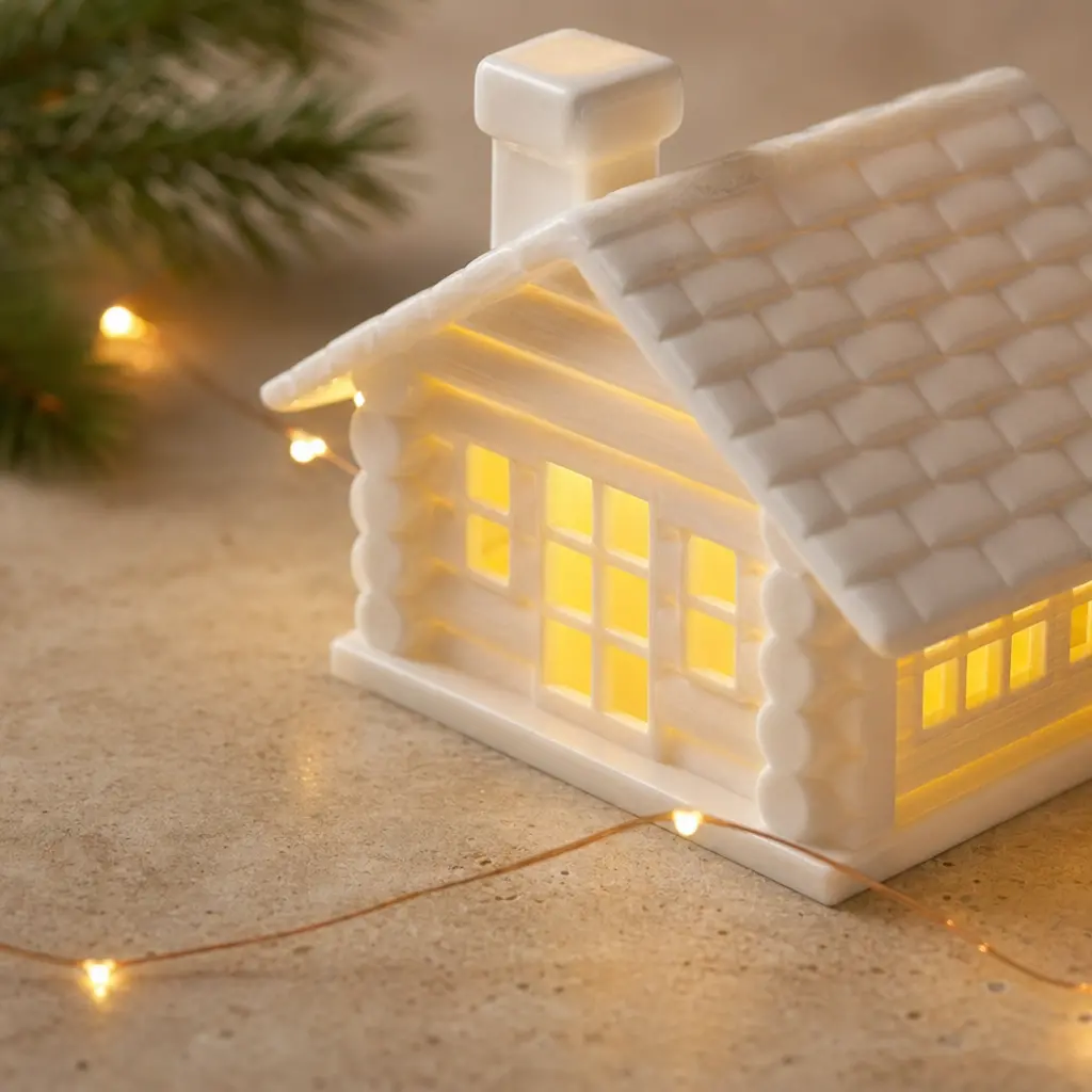 Auro Little Log Cabin Sıcak Yuva Işıkları - Mini Kış Köyü Seti Yılbaşı Özel - 3D - Görsel 2